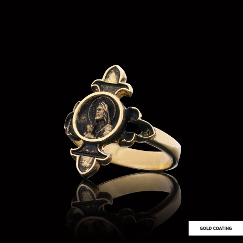 Jesus Motif Ring, Jesus Ring, Silver Religious Ring, Gold Plated Jesus Jewelry, Christian Signet Ring
