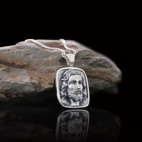 Jesus Silver Necklace, Christian Necklace, Unisex Jesus Pendant, Gold Plated Jesus Jewelry, Men's Religious Gift