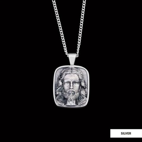 Jesus Silver Necklace, Christian Necklace, Unisex Jesus Pendant, Gold Plated Jesus Jewelry, Men's Religious Gift