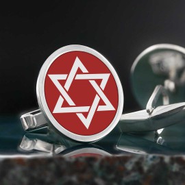 Oval Sterling Silver Custom Design Jewish Magen David Cufflink