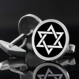 Oval Sterling Silver Custom Design Jewish Magen David Cufflink