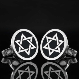 Oval Sterling Silver Custom Design Jewish Magen David Cufflink
