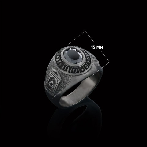 Jewish Masonic Round Ring, Custom Stone Mason Ring, Freemasonic Ring, Master Mason Ring