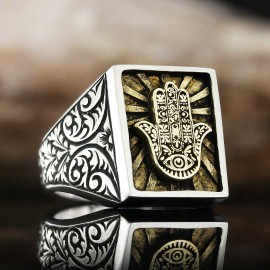 Hamsa Silver Jewish Ring