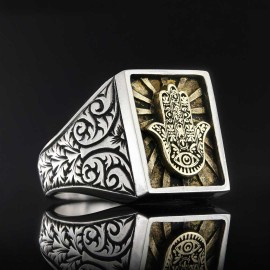 Hamsa Silver Jewish Ring