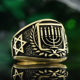 Menorah Isolated Silver Ring