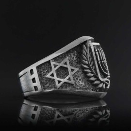 Menorah Isolated Silver Ring