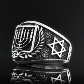 Menorah Isolated Silver Ring