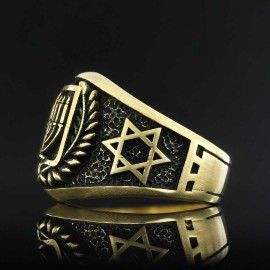 Menorah Isolated Silver Ring