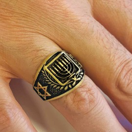 Menorah Isolated Silver Ring