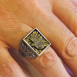 Hamsa Silver Jewish Ring