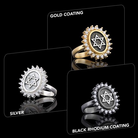 Jewish Star Ring, Silver Menorah Ring, Hebrew Chanukah Menorah Ring, Magen David Ring, Shield of David Ring