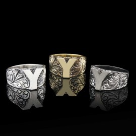 Bold Letter Y Monogram 925 Sterling Silver Women Ring