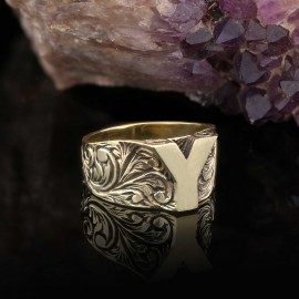 Bold Letter Y Monogram 925 Sterling Silver Women Ring