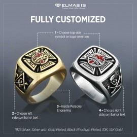 Knights Templar Masonic Ring, Signet Mason Ring, Mason Jewelry