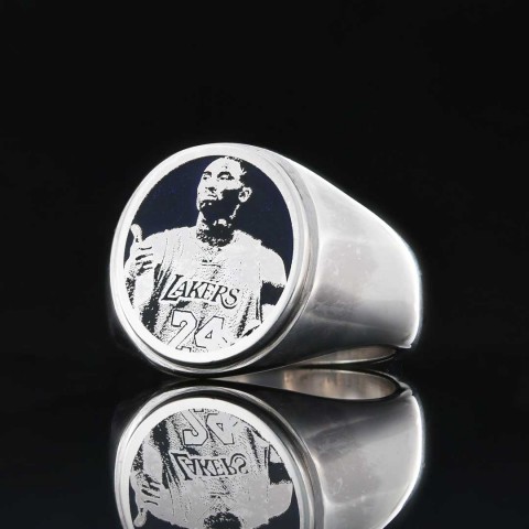 Kobe Bryant Photo Oval Silver Ring, Customizable Photo Ring, Capture Memories in a Beautiful, Wearable Design