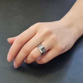 L Bold Letter 925 Sterling Silver Monogram Women Ring