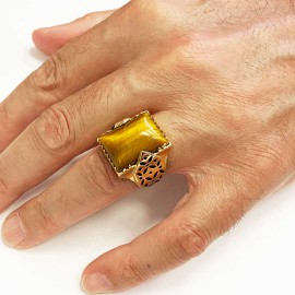 925 Silver Ring With Leaf Motif Stone