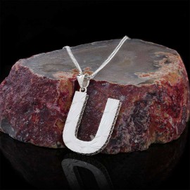 Letter Handmade Monogram U Sterling Silver Necklace