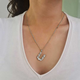 Letter Handmade Monogram U Sterling Silver Necklace