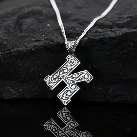 Letter Handmade Special Design 925 Sterling Silver Monogram K Necklace
