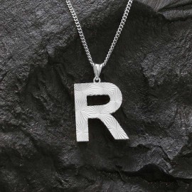 Letter Handmade Special Design Monogram R Sterling Silver Necklace