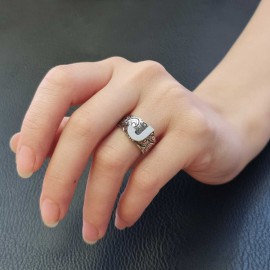 Letter J Monogram 925 Sterling Silver Women Ring