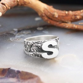 Letter S 925 Sterling Silver Women Ring