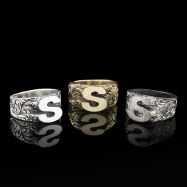 Letter S 925 Sterling Silver Women Ring
