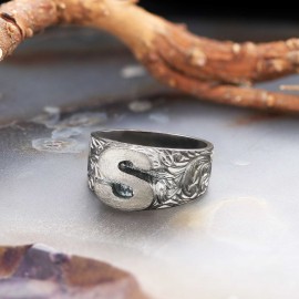 Letter S 925 Sterling Silver Women Ring