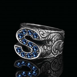 Handmade Silver Letter S Monogram Ring