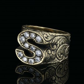 Handmade Silver Letter S Monogram Ring