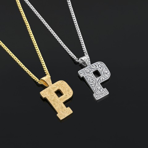 Letter Sterling Silver Handmade Special Design Monogram P Necklace