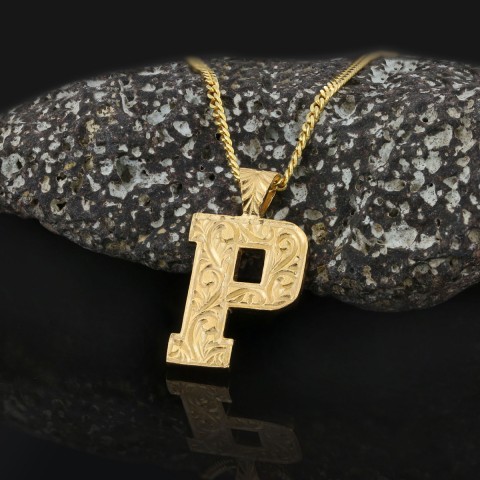 Letter Sterling Silver Handmade Special Design Monogram P Necklace