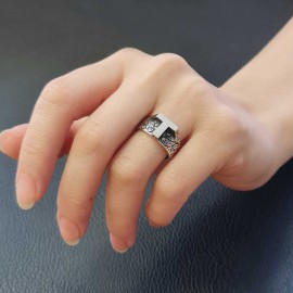 Letter T 925 Sterling Silver Monogram Women Ring