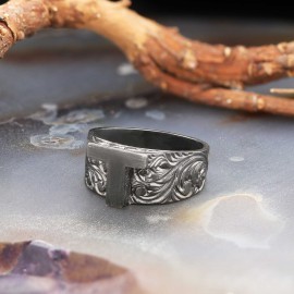 Letter T 925 Sterling Silver Monogram Women Ring