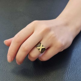 Letter X Monogram 925 Sterling Silver Women Ring