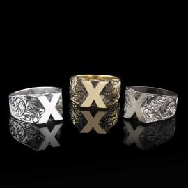 Letter X Monogram 925 Sterling Silver Women Ring