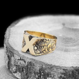 Letter X Monogram 925 Sterling Silver Women Ring