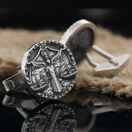 Unique Design Silver Libra Cufflink