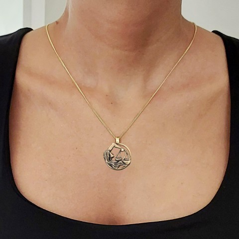 Libra Pendant, Sterling Silver Libra Necklace, Handmade Libra Jewelry, Horoscope Libra Necklace