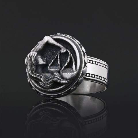 Libra Zodiac Silver Ring