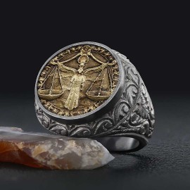 Libra Zodiac Silver Ring