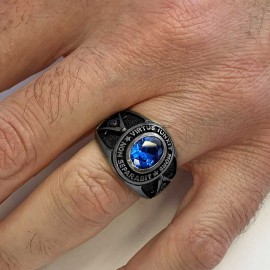 Blue Stone Masonic Round Ring