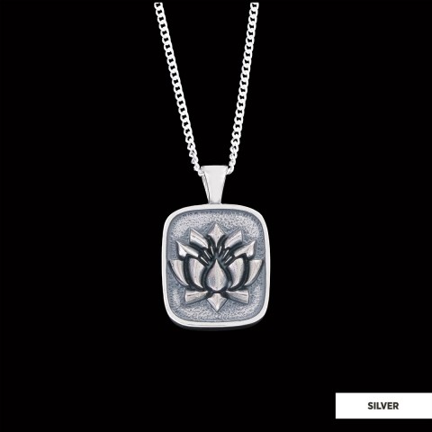 Lotus Flower Necklace, Charm Lotus Jewelry, Silver Meditation Pendant, Birth Flower Lotus Necklace, Women's Accessory, Gift for Her