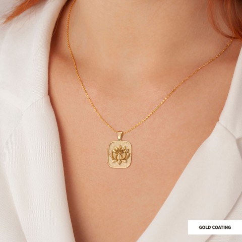 Lotus Flower Necklace, Charm Lotus Jewelry, Silver Meditation Pendant, Birth Flower Lotus Necklace, Women's Accessory, Gift for Her