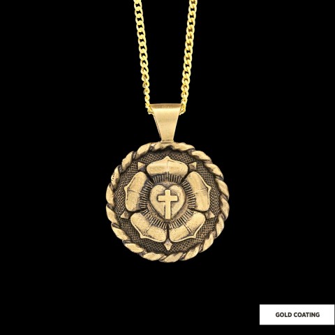 Lutheranism Pendant, Rosae Crucis Necklace, Rose and Cross Pendant, Amorc Necklace, Lutheranism Jewelry, Gift for Her, Gift for Him