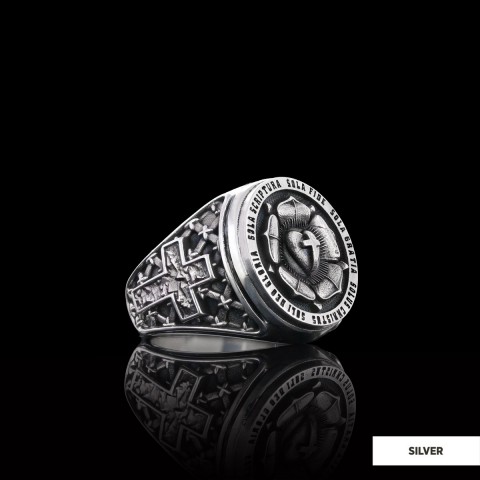 Lutheranism Ring, Rosae Crucis Ring, Rose and Cross Ring, Amorc Ring, Lutheranism Jewelry, Gift for Her, Gift for Him
