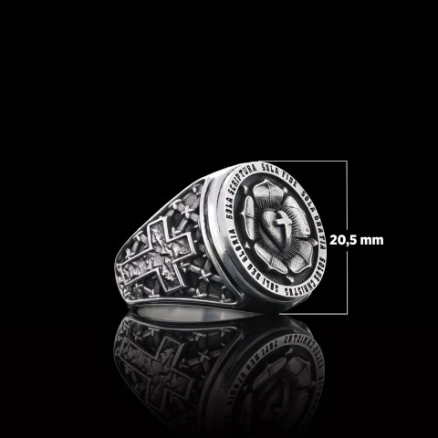 Lutheranism Ring, Rosae Crucis Ring, Rose and Cross Ring, Amorc Ring, Lutheranism Jewelry, Gift for Her, Gift for Him