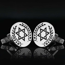 Oval Handmade Silver Magen David Cufflink